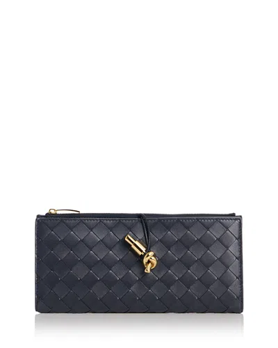 Bottega Veneta Andiamo Intrecciato Leather Wallet In Orange