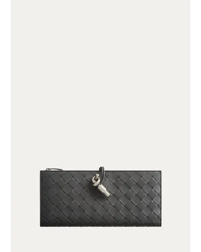 Bottega Veneta Andiamo Intrecciato Leather Wallet Organizer In Mist