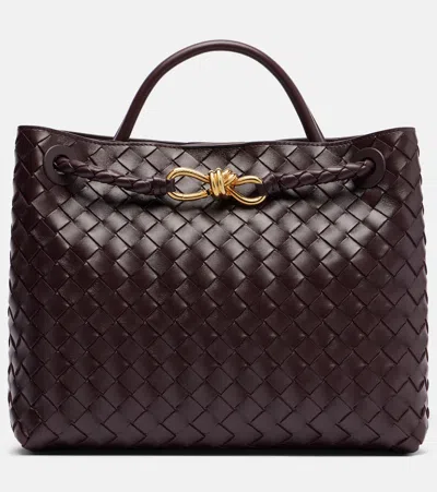 Bottega Veneta Andiamo Intrecciato Medium Leather Tote Bag In Burgundy