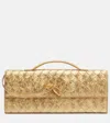 Bottega Veneta Long Andiamo Intrecciato Metallic Leather Clutch In Gold