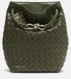 Bottega Veneta Andiamo Intrecciato Small Leather Bucket Bag In Green