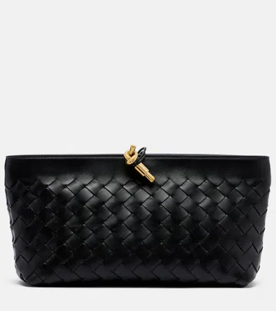 Bottega Veneta Andiamo Intrecciato Small Leather Clutch In Red