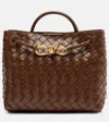 Bottega Veneta Andiamo Intrecciato Small Leather Tote Bag In Brown