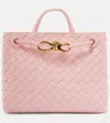 Bottega Veneta Small Andiamo Intrecciato Shoulder Bag In Pink