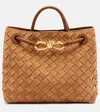 Bottega Veneta Small Andiamo Intrecciato Suede Shoulder Bag In Brown