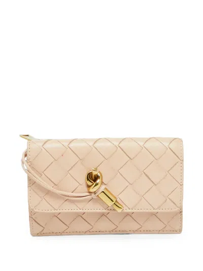 Pre-owned Bottega Veneta Andiamo Intrecciato Wallet In Neutral