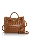 Bottega Veneta Andiamo Intrecciato Woven Leather Small Shoulder Bag In Brown