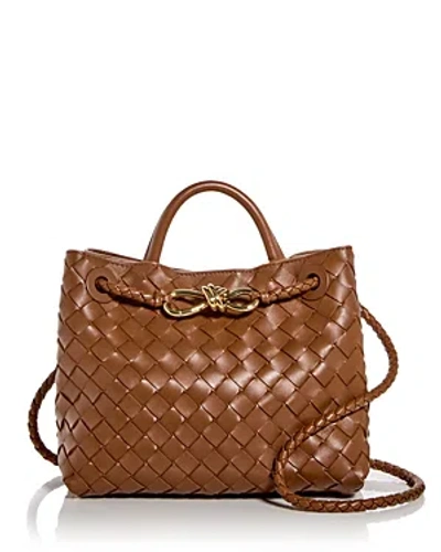 Bottega Veneta Andiamo Intrecciato Woven Leather Small Shoulder Bag In Brown