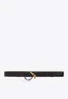 Bottega Veneta Andiamo Knot Buckle Intrecciato Leather Belt In Fondant