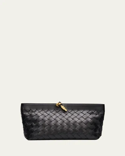 Bottega Veneta Andiamo Knot-embellished Leather Clutch Bag In Black