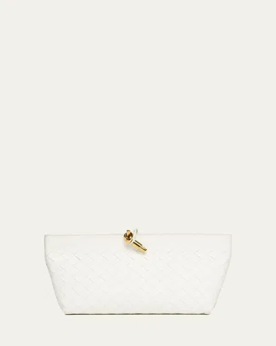 Bottega Veneta Andiamo Knot-embellished Leather Clutch Bag In White