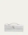 Bottega Veneta Andiamo Laminated Leather Clutch Bag In Silver