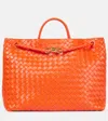 Bottega Veneta Andiamo Large Intrecciato Leather Tote Bag In Orange