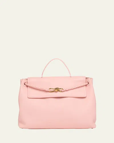 Bottega Veneta Andiamo Large Leather Top-handle Bag In Rose