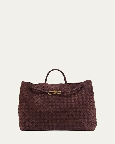 Bottega Veneta Andiamo Large Leather Tote Bag In Burgundy