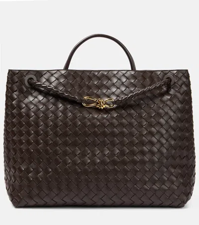 Bottega Veneta Andiamo Large Leather Tote Bag In Fondant - Mbrass- Fond