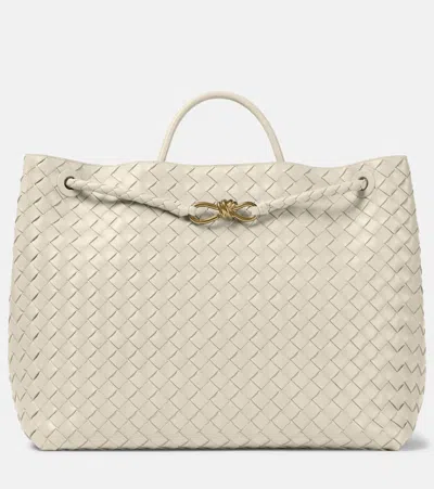 Bottega Veneta Andiamo Large Embellished Intrecciato Leather Tote In Sea Salt