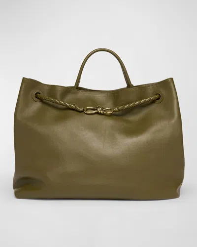 Bottega Veneta Andiamo Large Leather Tote Bag In Olive Oil