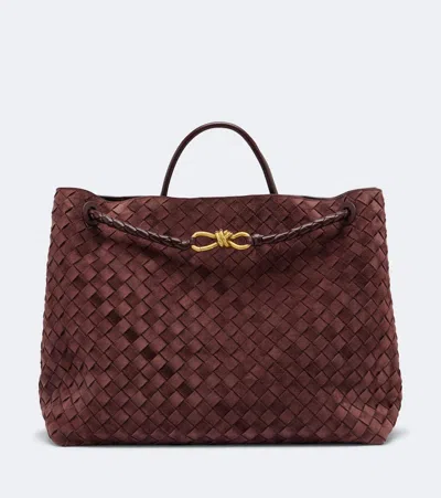 Bottega Veneta Andiamo Large Suede Tote Bag In Burgundy
