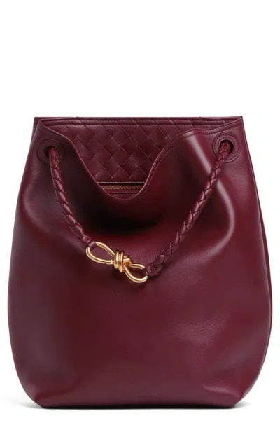 Bottega Veneta Andiamo Leather Bucket Bag In Burgundy