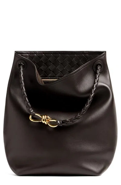 Bottega Veneta Andiamo Leather Bucket Bag In Brown