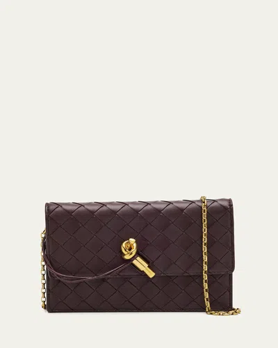 Bottega Veneta Andiamo Leather Chain Pouch Bag In Dark Barolo