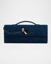 Bottega Veneta Andiamo Leather Clutch Bag In Blue