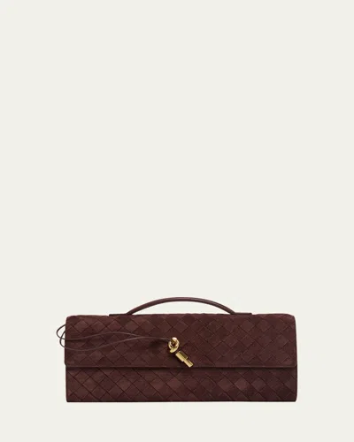 Bottega Veneta Andiamo Leather Clutch Bag In Brown