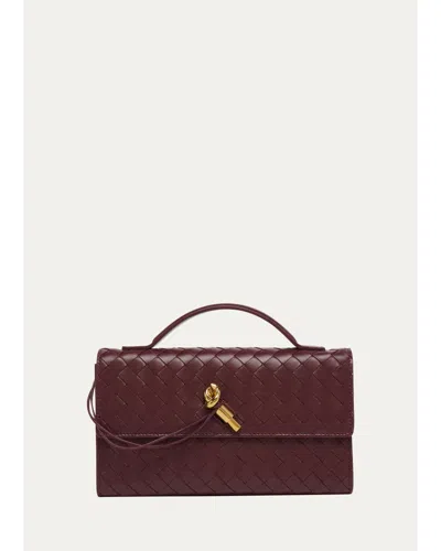Bottega Veneta Andiamo Leather Clutch In Deep Mahogany