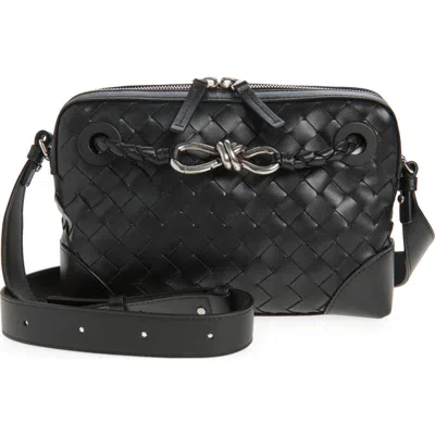 Bottega Veneta Andiamo Leather Messenger Bag In Black