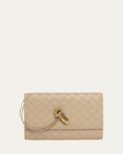 Bottega Veneta Andiamo Leather Pouch Bag In Sand