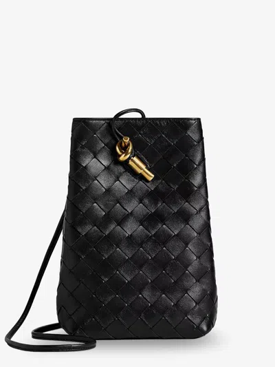 Bottega Veneta Women Andiamo Leather Smartphone Pochette With Intrecciato Motif In Black