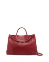 Bottega Veneta Andiamo Leather Top Handle Bag In Red