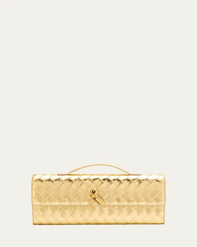 Bottega Veneta Andiamo Clutch In Gold Brass