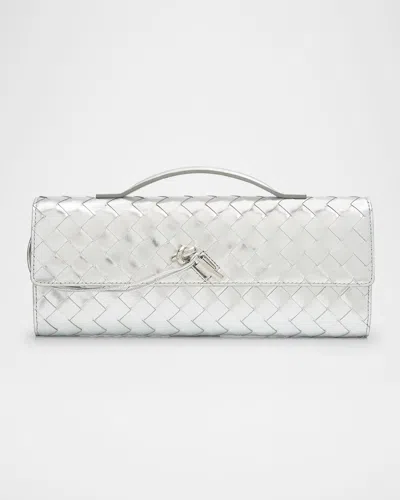 Bottega Veneta Andiamo Long Clutch Bag In Silver