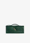 Bottega Veneta Womens Andiamo Leather Clutch Bag Emerald Green-m Bras In Emerald Green