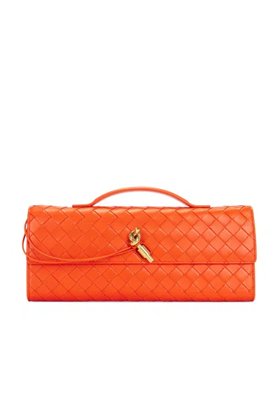 Bottega Veneta Long Andiamo Clutch Bag With Handle In Orange