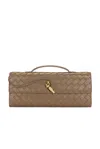 Bottega Veneta Medium Leather Andiamo Clutch Bag In Pinecone & Muse Brass