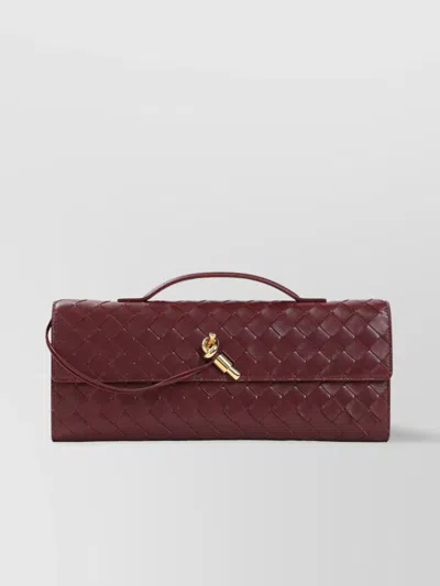 Bottega Veneta Andiamo Long Intreccio Clutch Bag In Burgundy