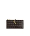 Bottega Veneta Andiamo Intrecciato Leather Slim Long Wallet In Brown