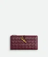 Bottega Veneta Andiamo Intrecciato Leather Slim Long Wallet In Burgundy