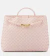 Bottega Veneta Andiamo Small Intrecciato Leather Tote In Pink
