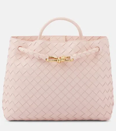 Bottega Veneta Andiamo Small Intrecciato Leather Tote In Pink