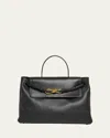 Bottega Veneta Andiamo Medium Leather Top-handle Bag In Black