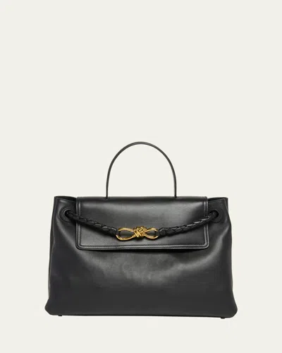 Bottega Veneta Andiamo Medium Leather Top-handle Bag In Black