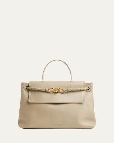 Bottega Veneta Andiamo Medium Leather Top-handle Bag In Neutral