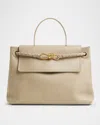 Bottega Veneta Ciao Ciao Knot Detail Leather Top Handle Bag In Ecru