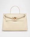 Bottega Veneta Andiamo Medium Leather Top-handle Bag In Gray