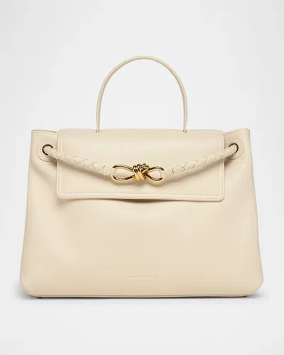 Bottega Veneta Andiamo Medium Leather Top-handle Bag In Gray