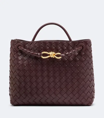 Bottega Veneta Andiamo Medium Leather Tote Bag In Burgundy